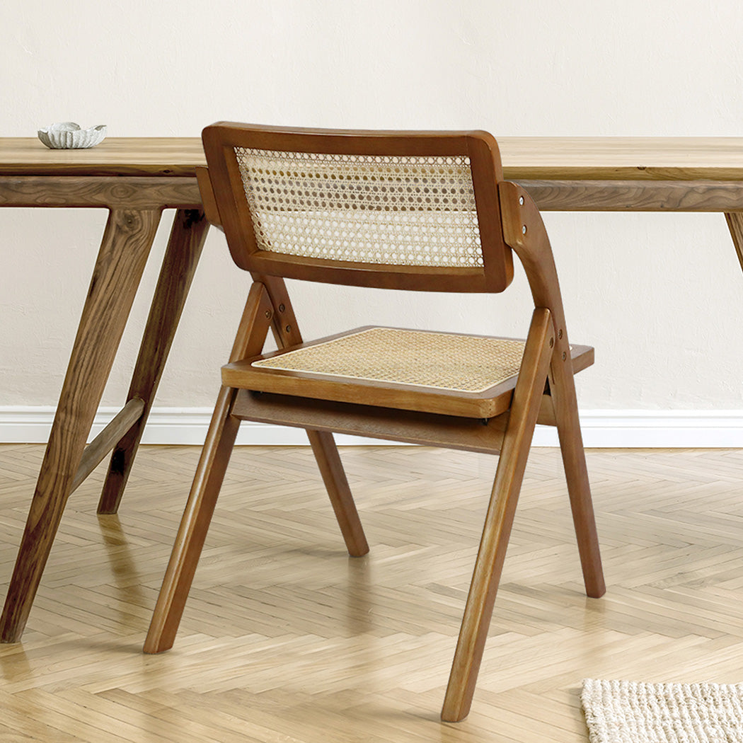 Abigail Set of 2 Foldable Rattan Dining Chairs - Walnut
