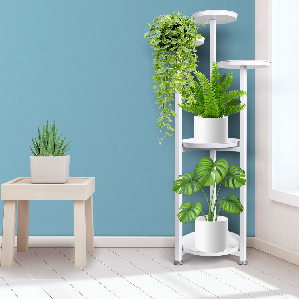 Plant Stand Outdoor Indoor Flower Pots Rack Garden Shelf White 120CM