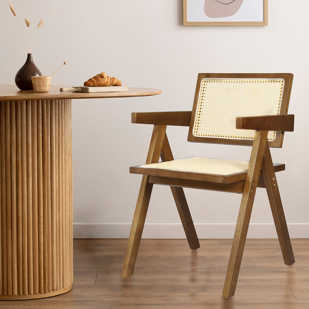 Elowen Wicker Armchair Dining Chair - Walnut
