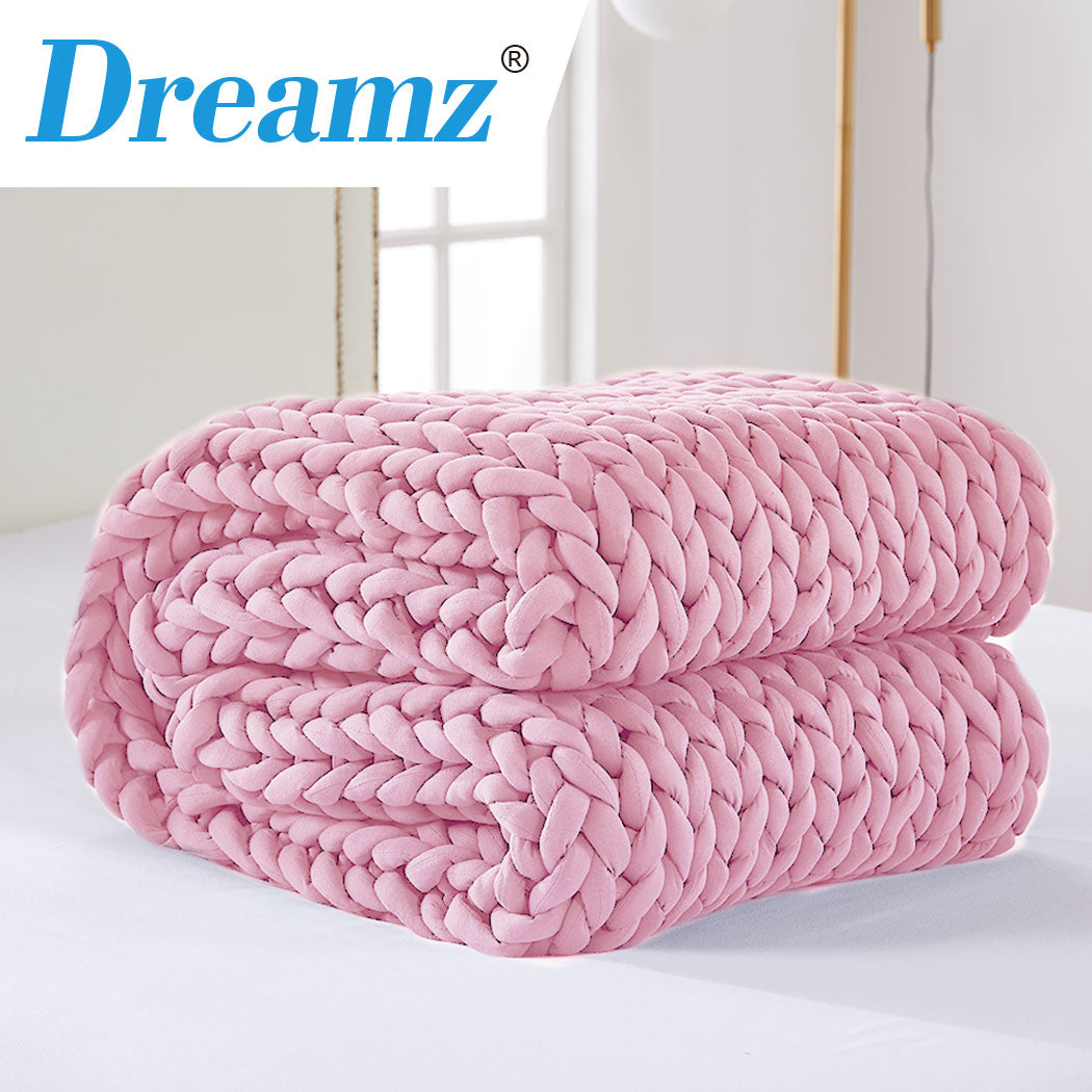 Whimsy Weighted Soft Blanket Knitted Chunky Bulky Knit 9KG - Pink