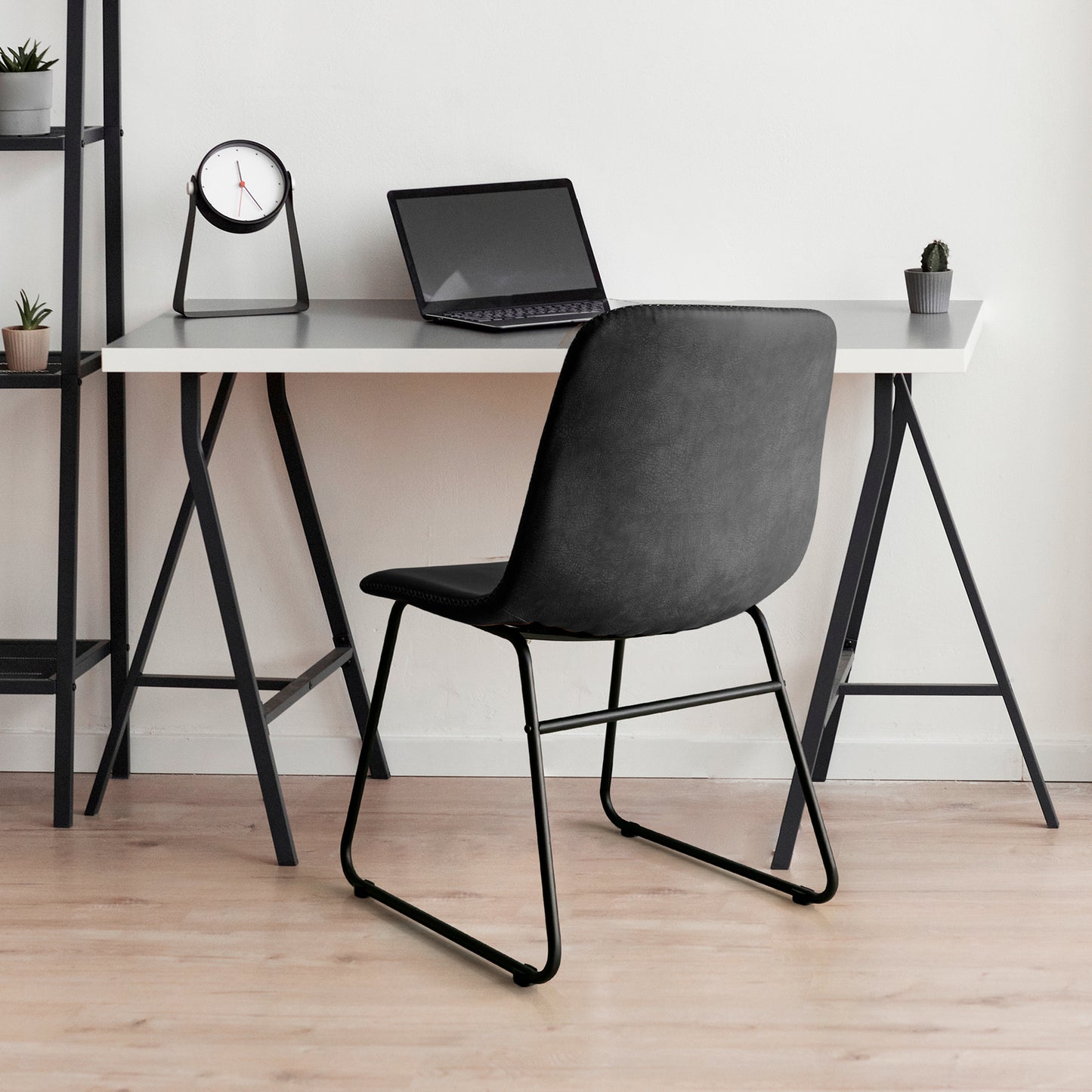 Cressida Set of 2 Dining Chairs Kitchen Table Chair Lounge Room Retro Padded Seat PU - Black
