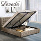 Syke Gas Lift Bed Frame Fabric Base with Storage - Beige Queen
