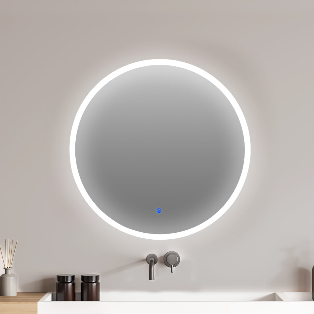 LED Wall Mirror Round Anti-fog Bathroom Mirrors Makeup Light Decor 80cm