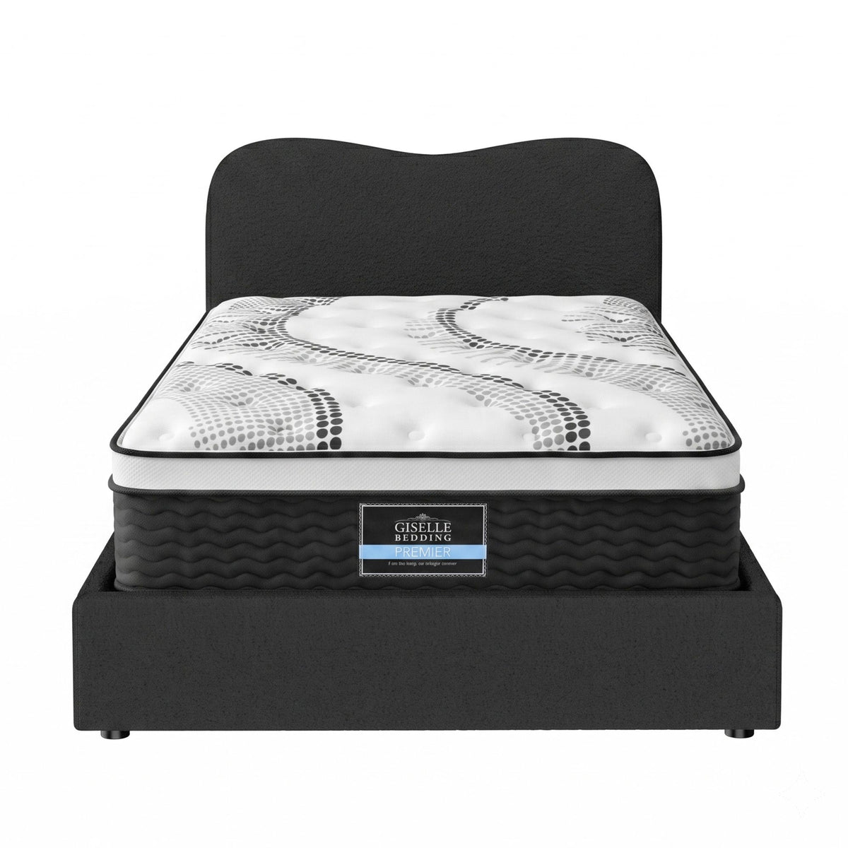 Quartz Bed & Mattress Package with 32cm Mattress Boucle Bed Frame - Black King Single