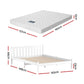 Jade Bed & Mattress Package with 13cm Mattress Wooden Timber Base - White Double