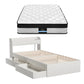Lazulite Bed & Mattress Package with 31cm Mattress Wooden Storage 5-zone Pocket Spring - White Single