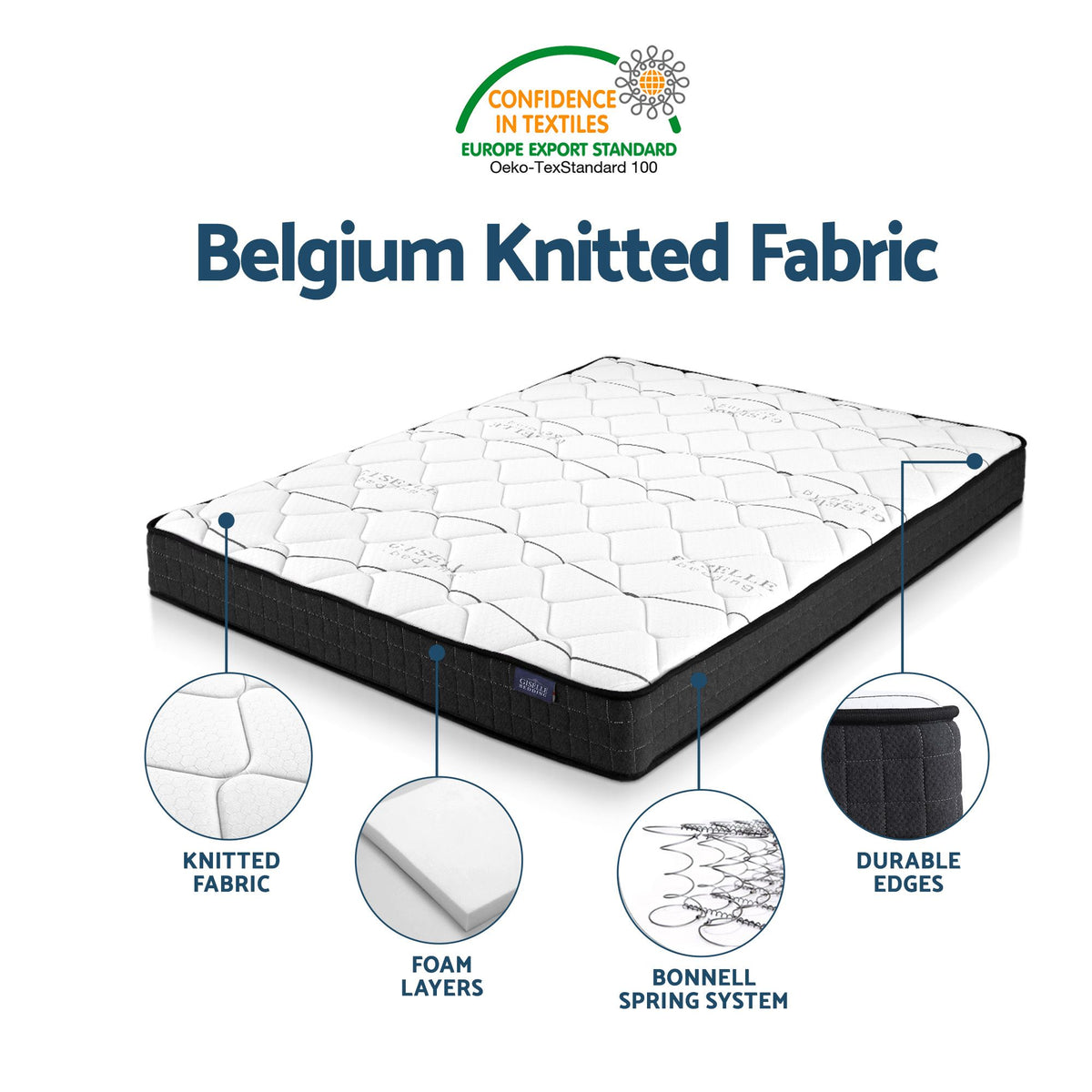 Bronzite Bed & Mattress Package with 16cm Mattress - Black Double
