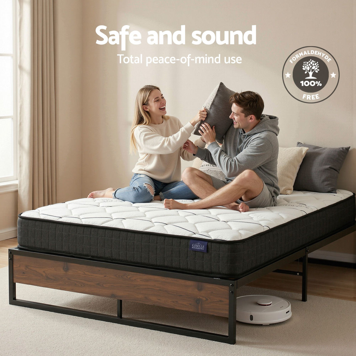 Bronzite Bed & Mattress Package with 16cm Mattress - Black Double