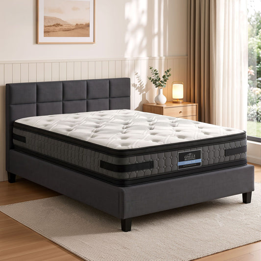 Jadeite Bed & Mattress Package with 36cm Mattress - Charcoal Queen