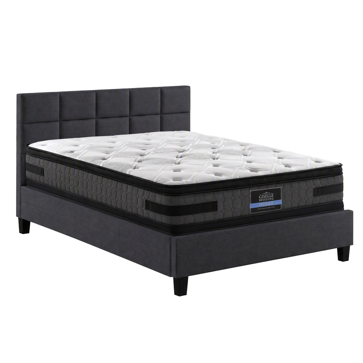 Jadeite Bed & Mattress Package with 36cm Mattress - Charcoal Queen