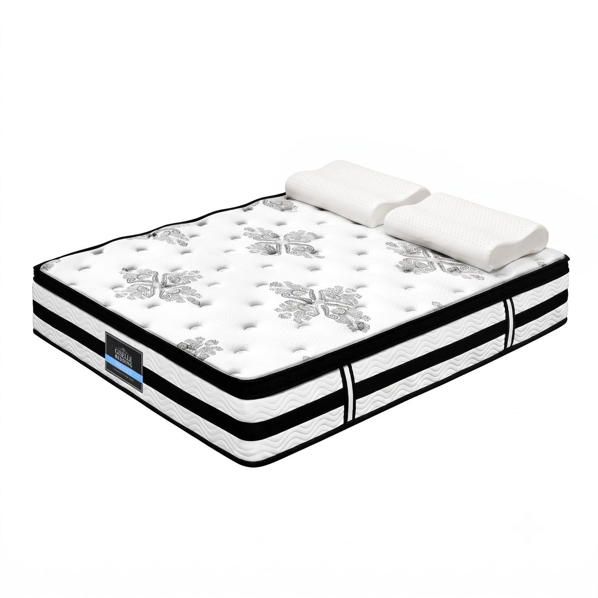 Leontine 34cm 5-Zone Euro Top Pocket Spring Mattress with 2 Natural Latex Contour Pillows - Queen