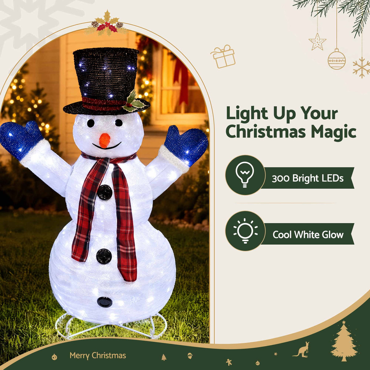 3-Pieces Christmas Lights 330 LED Fairy Light Snowman Decorations