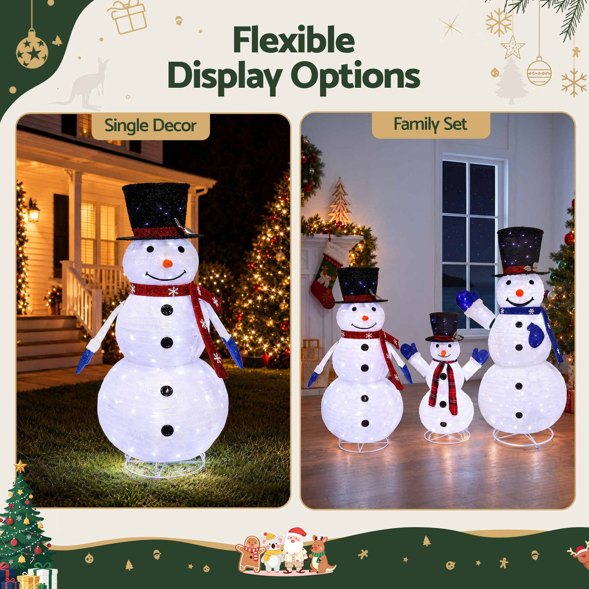 3-Pieces Christmas Lights 330 LED Fairy Light Snowman Decorations