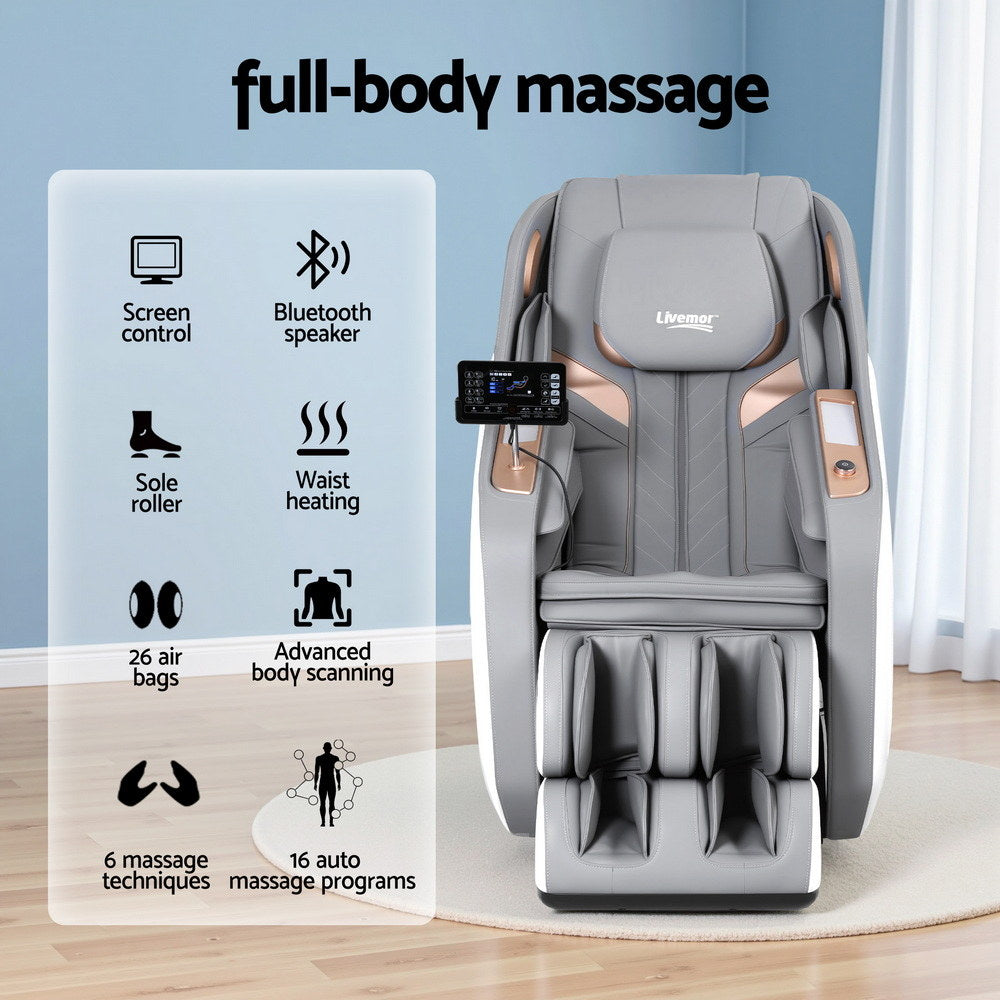 Laziel Massage Chair Electric Recliner Double Core Mechanism Massager - White