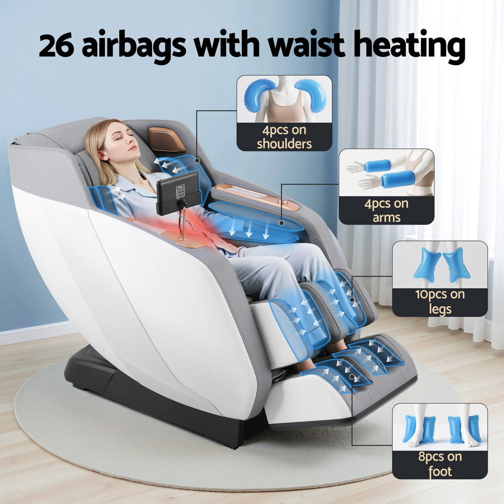 Laziel Massage Chair Electric Recliner Double Core Mechanism Massager - White