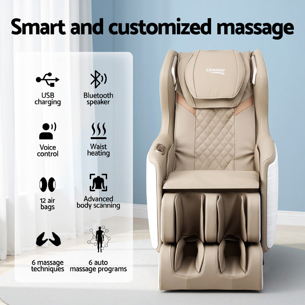 Noam Massage Chair Electric Recliner Home Massager 3D - White