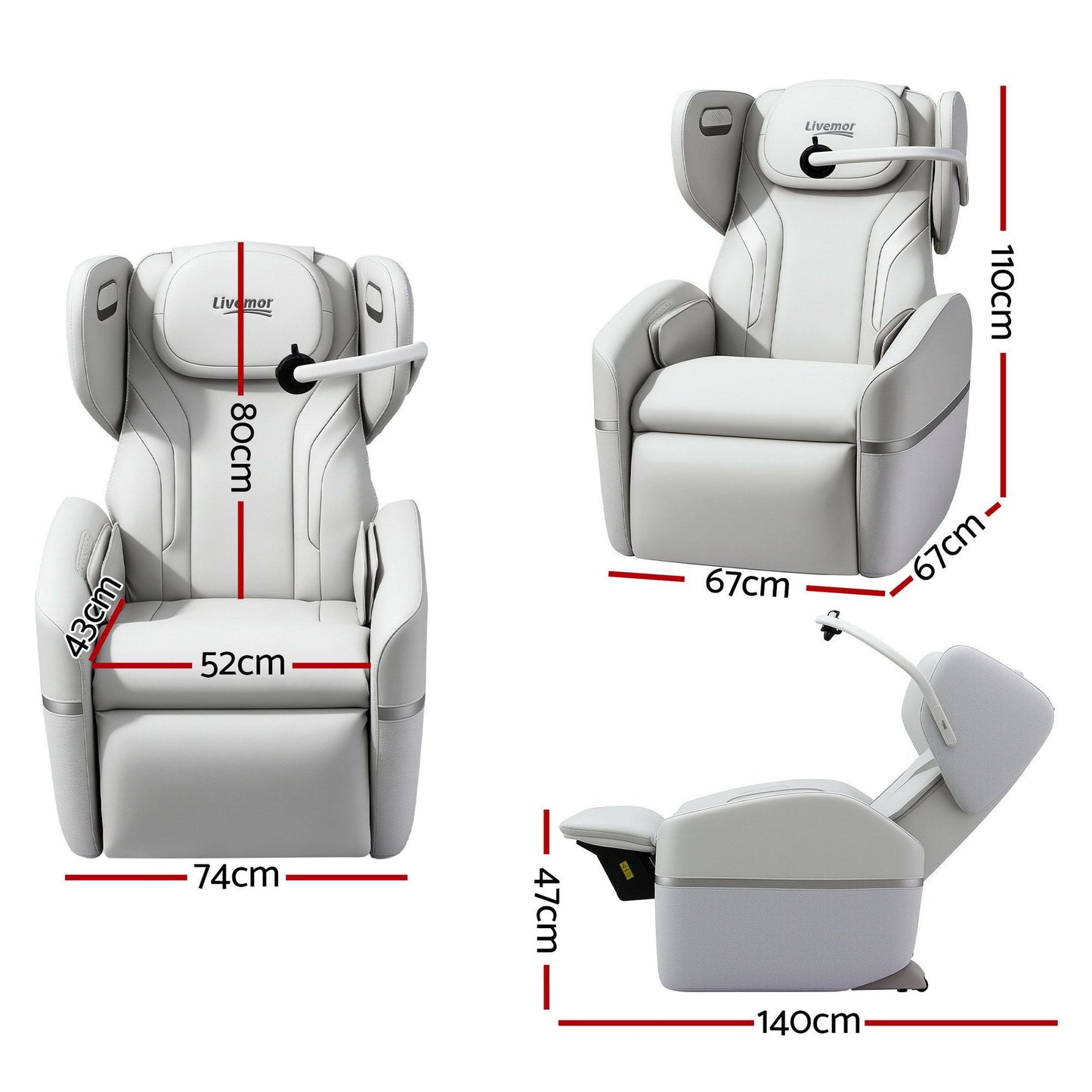 Honora Massage Chair Electric Vibration Recliner Chair - Beige