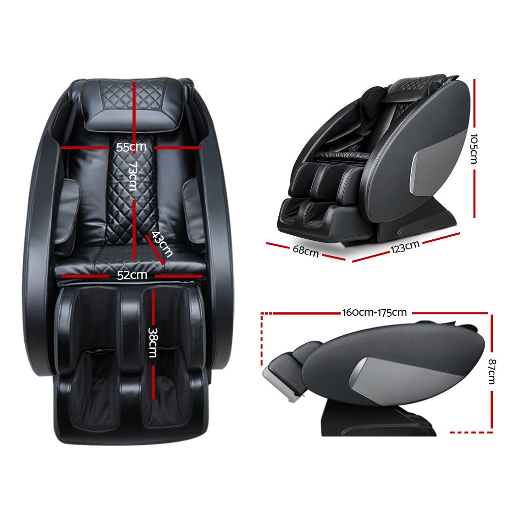Zephyr Electric Massage Chair Recliner Shiatsu Zero Gravity Heating Massager - Black