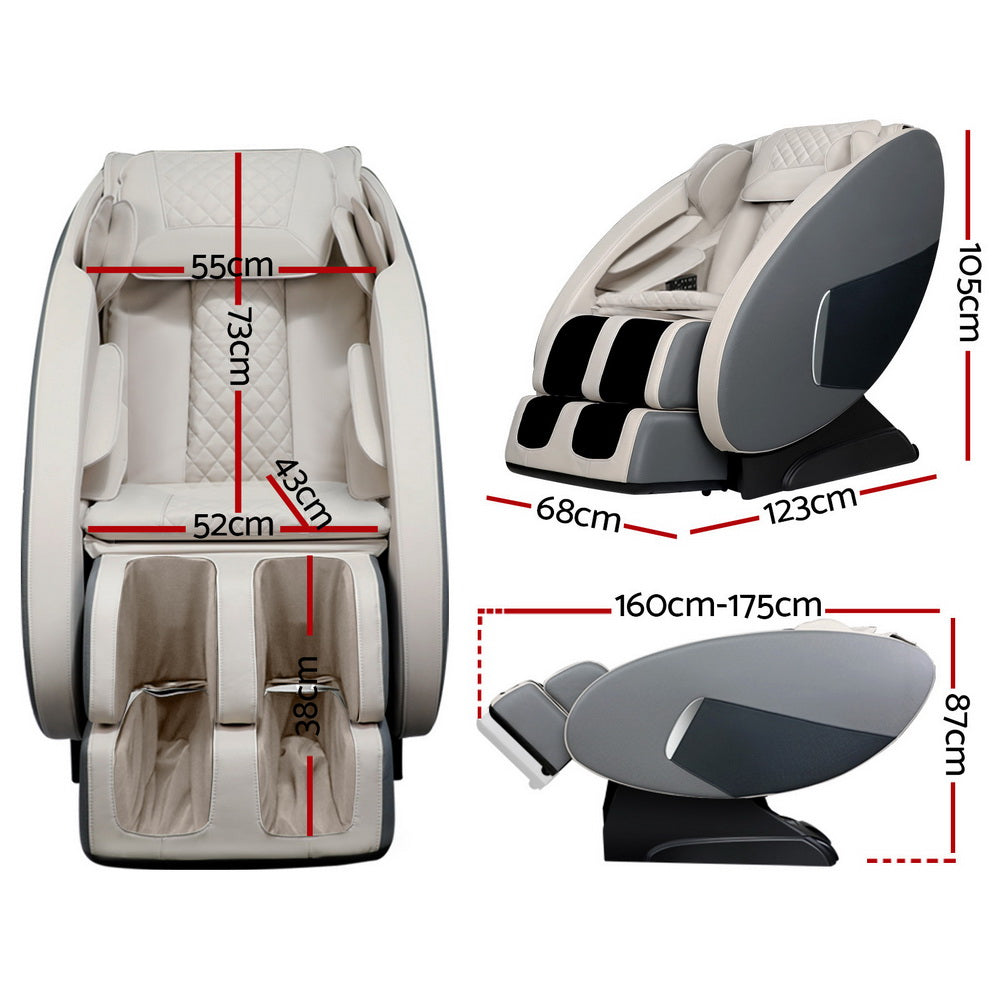 Zephyr Electric Massage Chair Zero Gravity Recliner Body Back Shiatsu Massager - Grey
