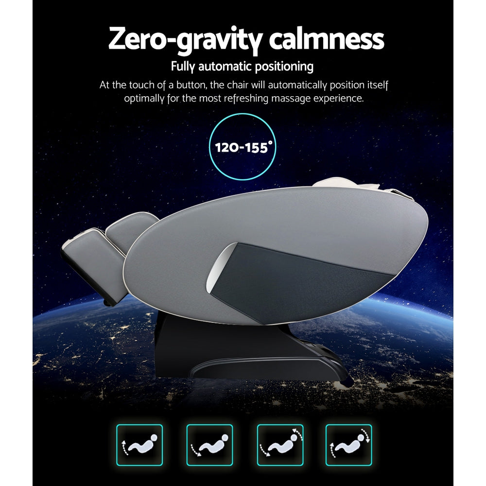 Zephyr Electric Massage Chair Zero Gravity Recliner Body Back Shiatsu Massager - Grey