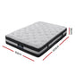 Harlech Queen Bedroom Suite 5 Piece 1x Queen Mattress, 1x Queen Fabric Bed Frame, 2x Wooden Bedside Tables and 1x Tallboy