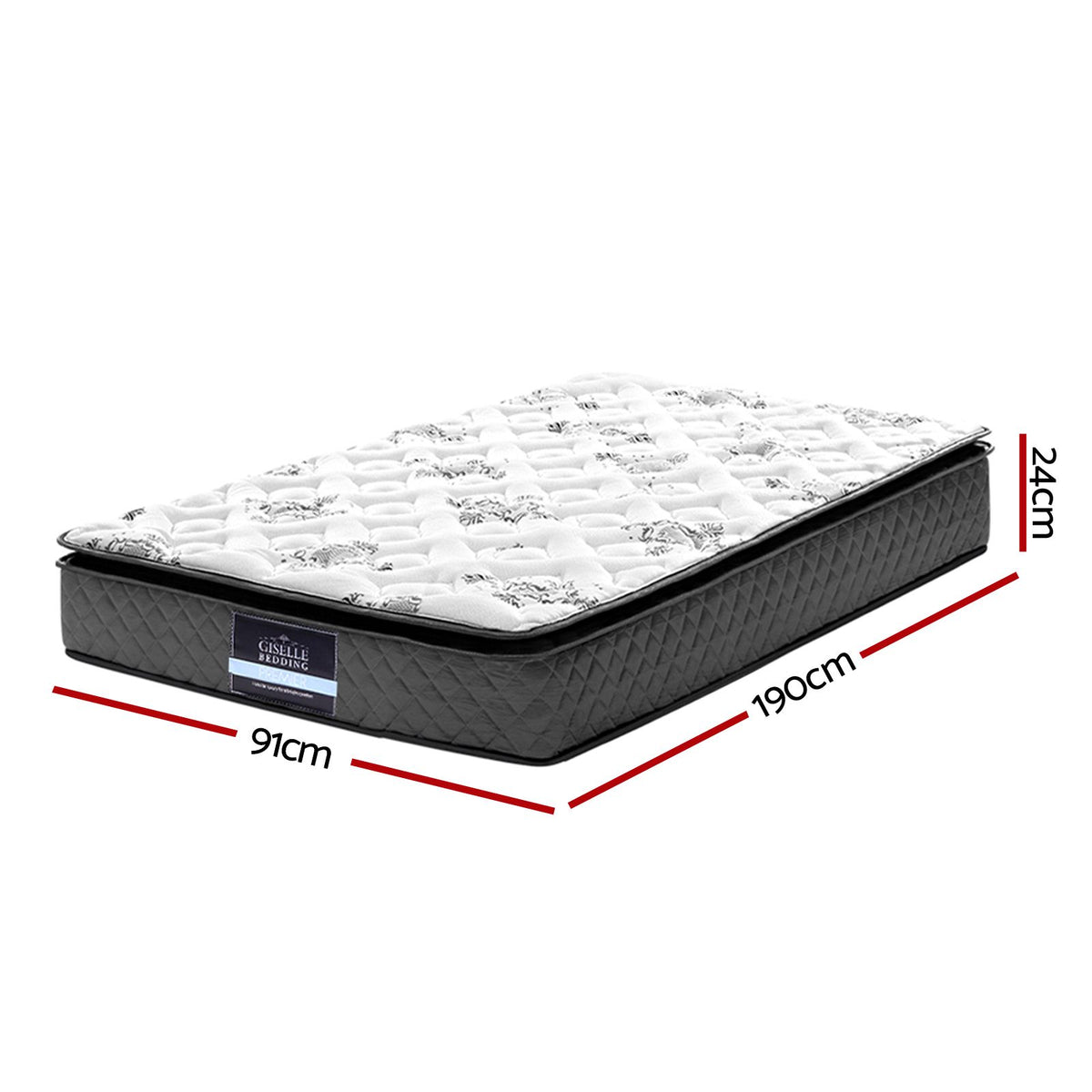 Zaire 24cm Thick Pillow Top Spring Mattress - Single