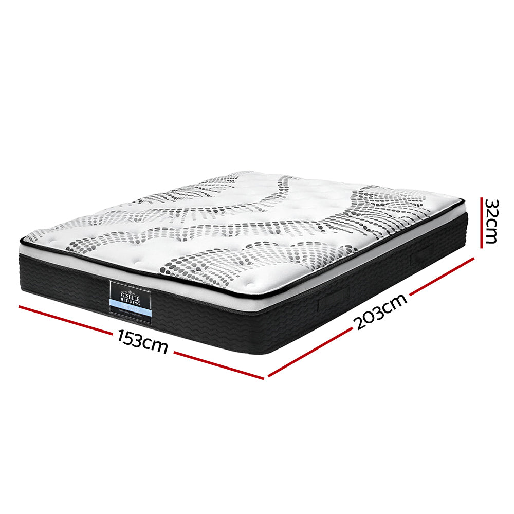 Axinite Bed & Mattress Package with 32cm Mattress - Black Queen