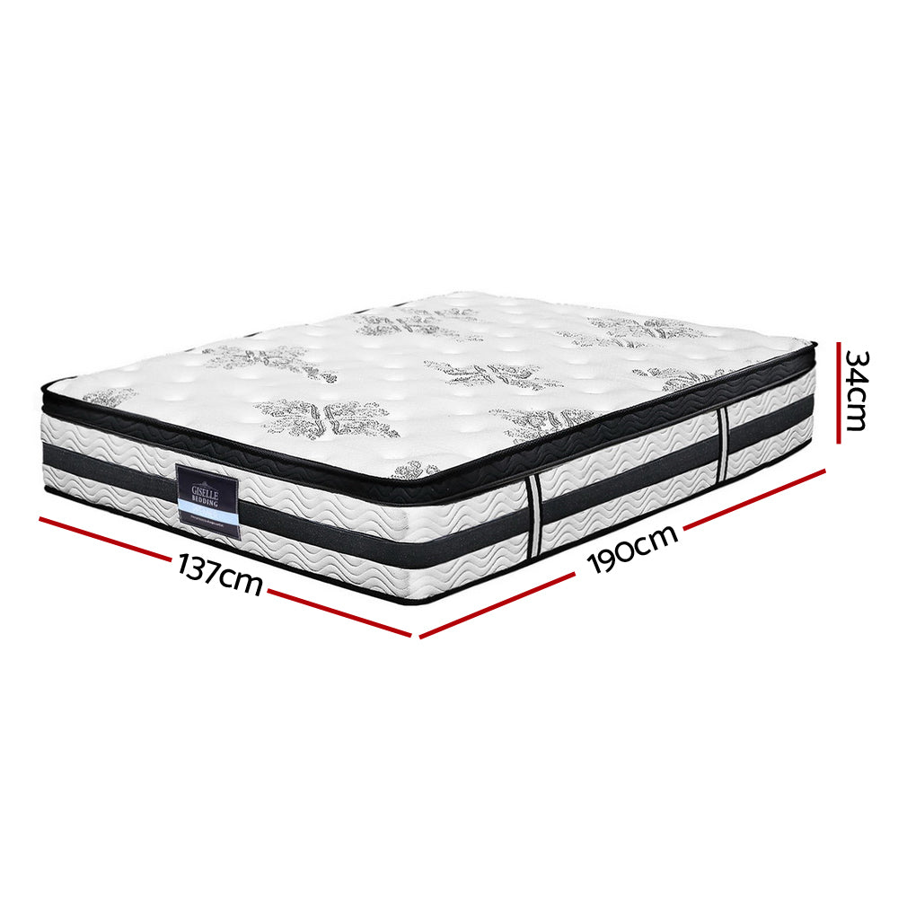 Axinite Bed & Mattress Package with 34cm Mattress - Black Double