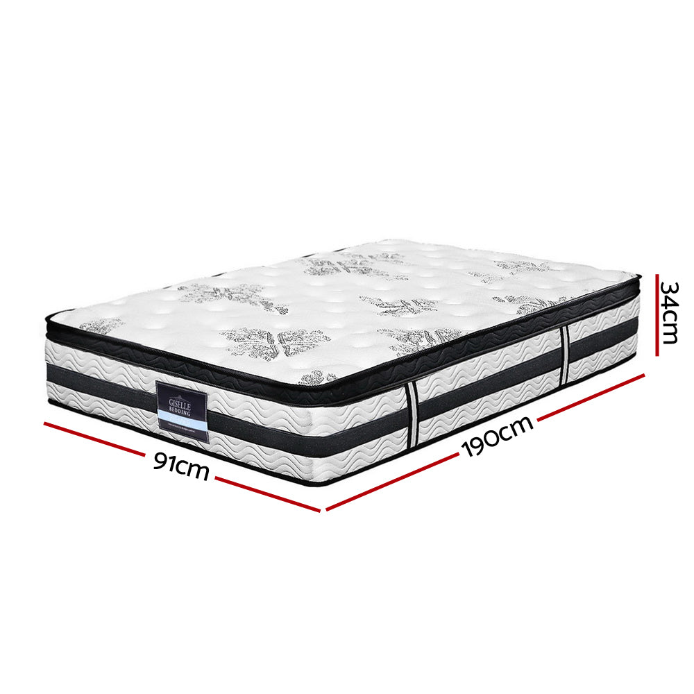 Norwich Single Bedroom Suite 5 Piece 1x Single Mattress, 1x Single Wooden Bed Frame, 2x White Bedside Tables and 1x White Tallboy