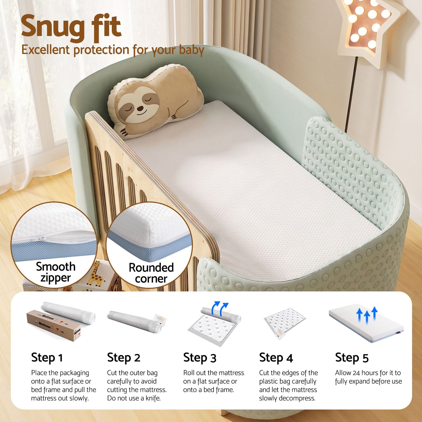Rosalie 11cm Thick Baby Mattress with Tencel Cover - Cot