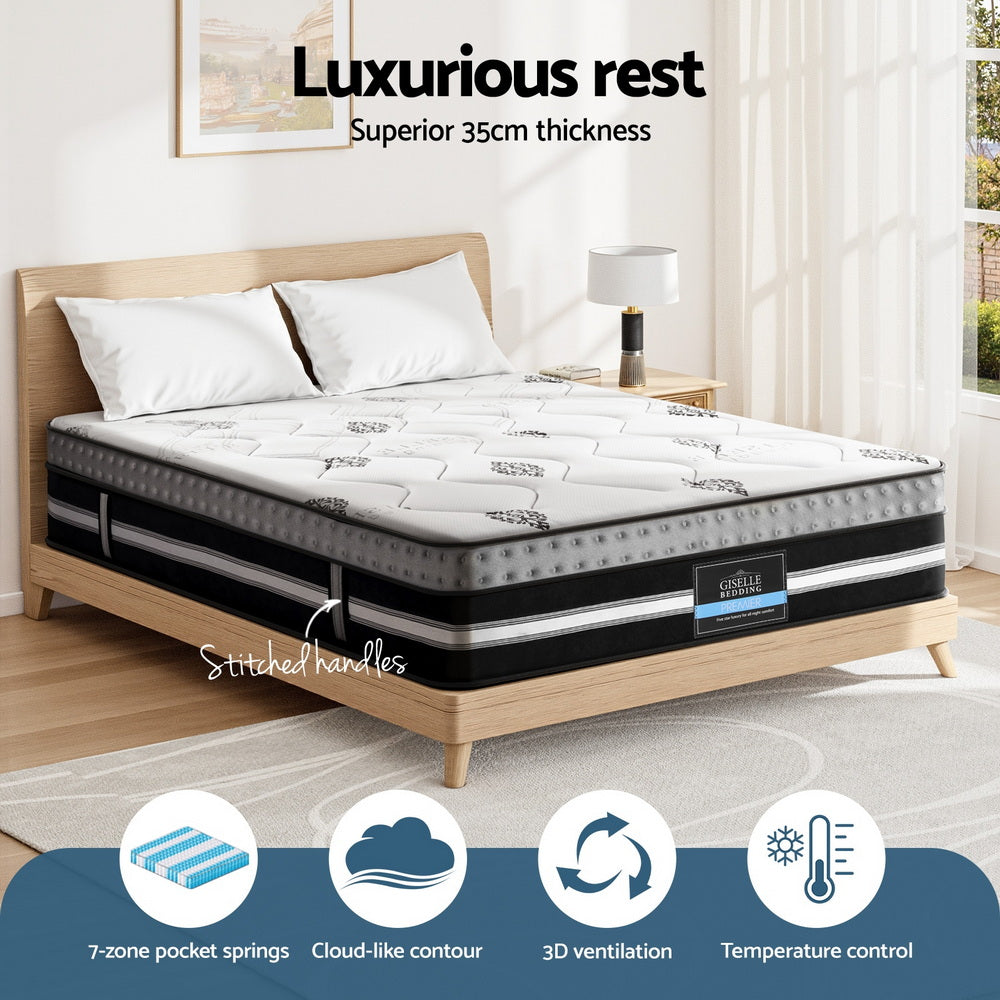 Jean 35cm Mattress in a Box Pocket Spring Gel Memory Foam - Double