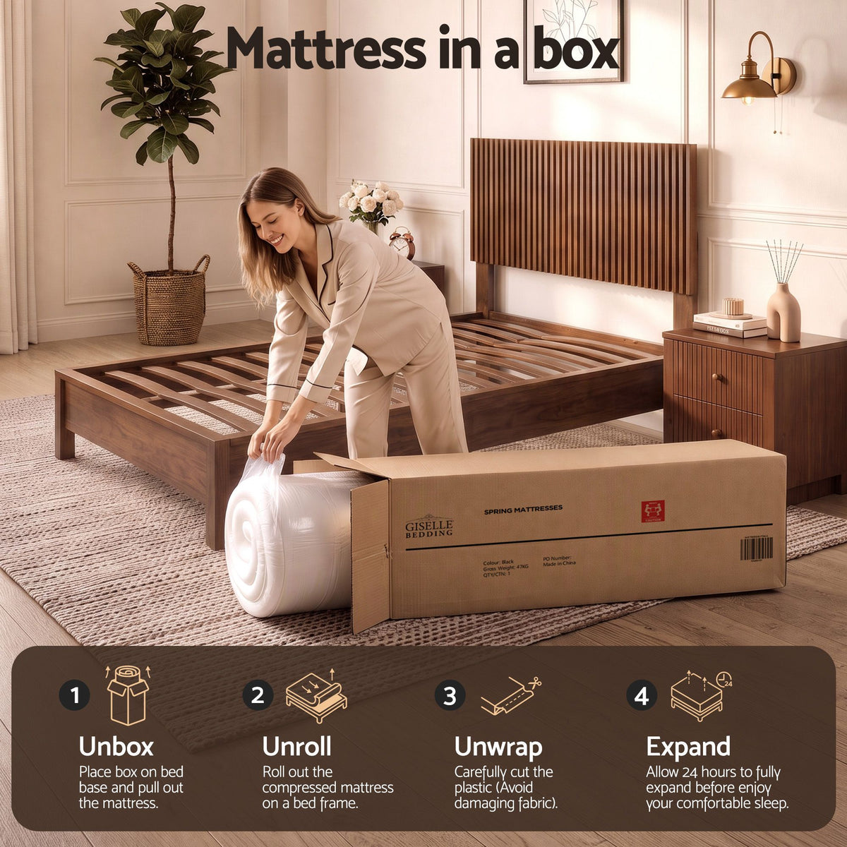 Rumi 25cm Hybrid Mattress Soft Knitted Fabric Edge Support Gel Foam - Single