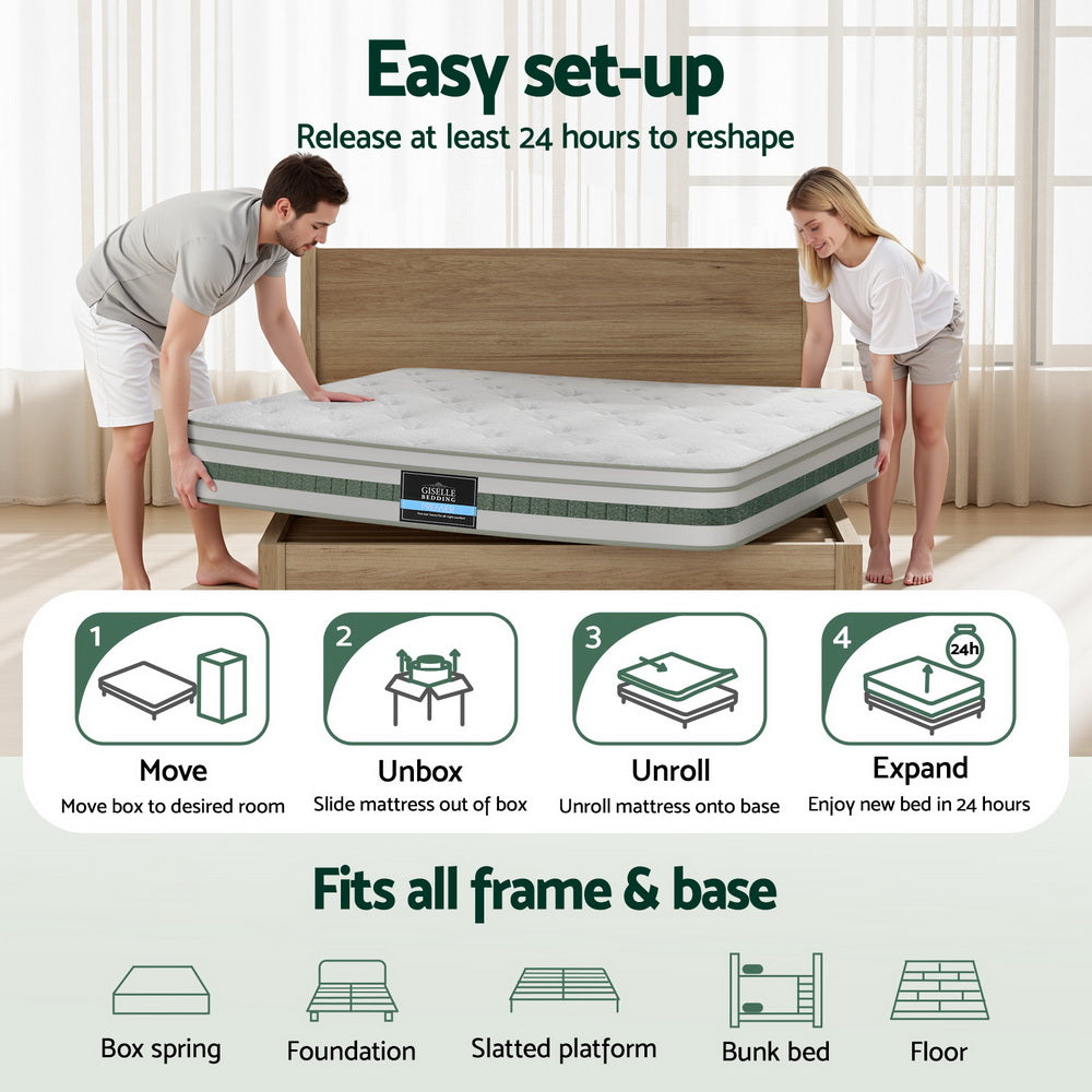 Vanya 20cm Mattress Green Tea Mattresses - King