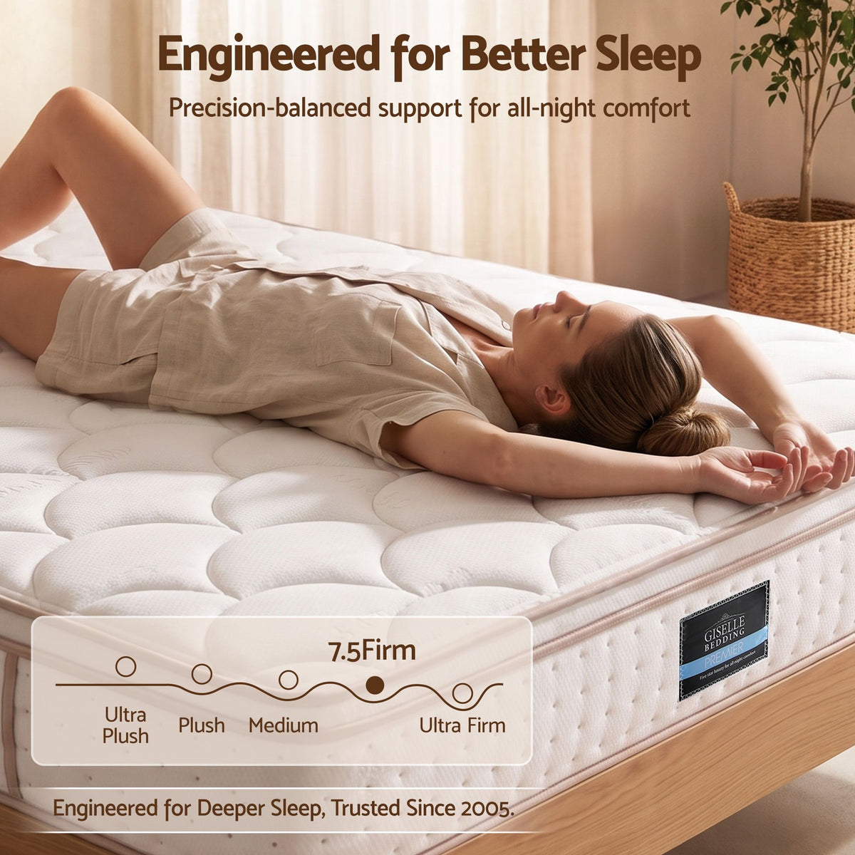 Cosima 30cm Spring Mattress Tencel Cover 5-Zone Euro Top Firm Back Support - King