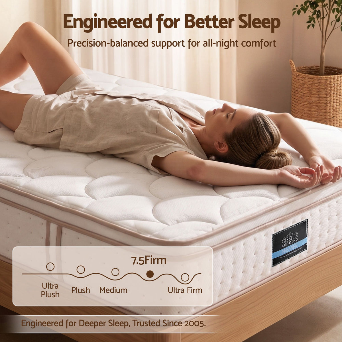 Cosima 30cm Spring Mattress Tencel Cover 5-Zone Euro Top Firm Back Support - Single