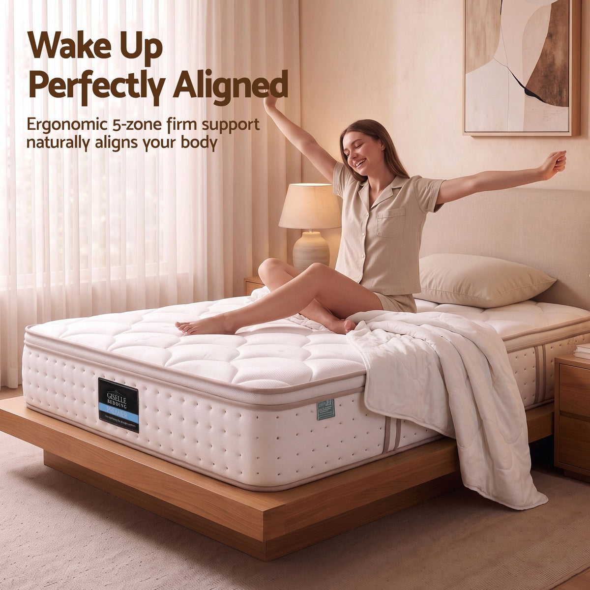 Cosima 30cm Spring Mattress Tencel Cover 5-Zone Euro Top Firm Back Support - Single
