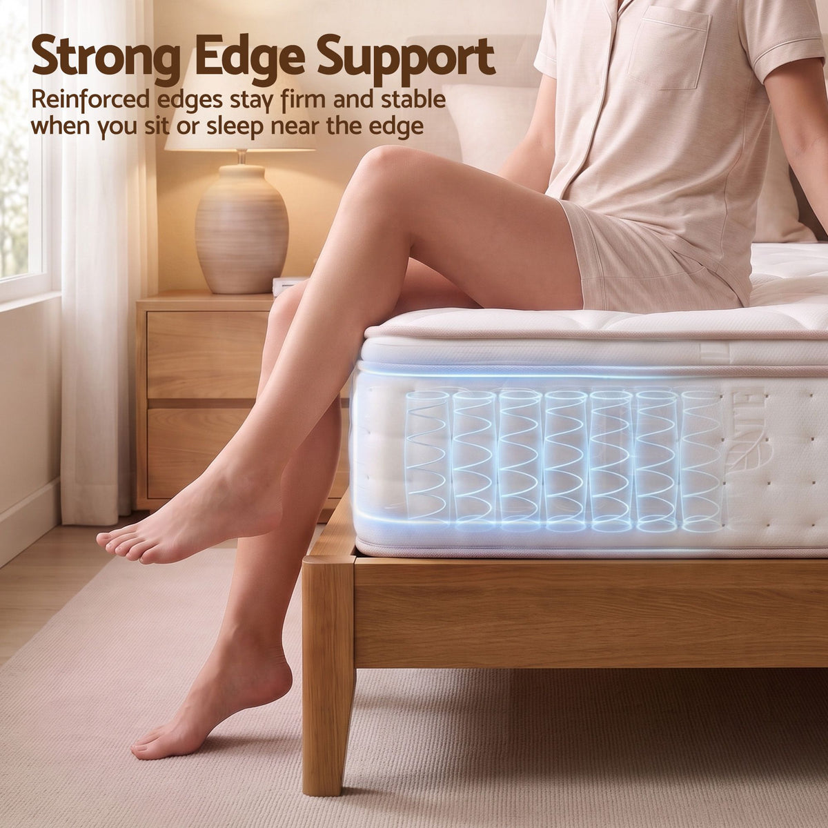 Cosima 30cm Spring Mattress Tencel Cover 5-Zone Euro Top Firm Back Support - Single