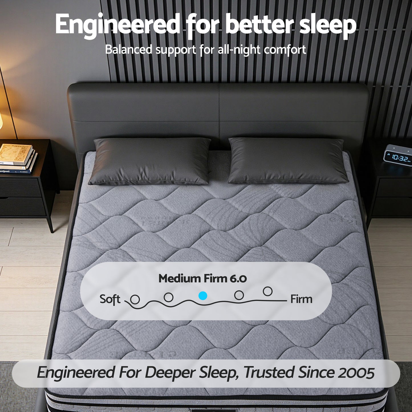 Amara 34cm Mattress Hybrid Pocket Spring Bed Mattress - Double