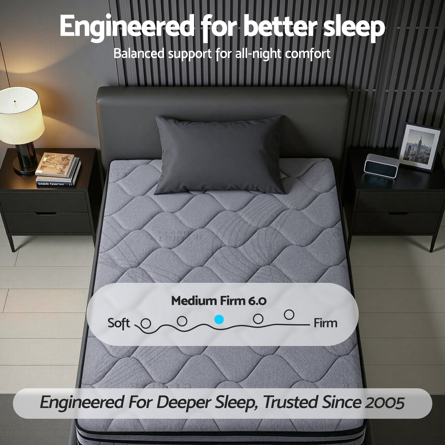 Amara 34cm Mattress Hybrid, Pocket Spring Mattress - Single