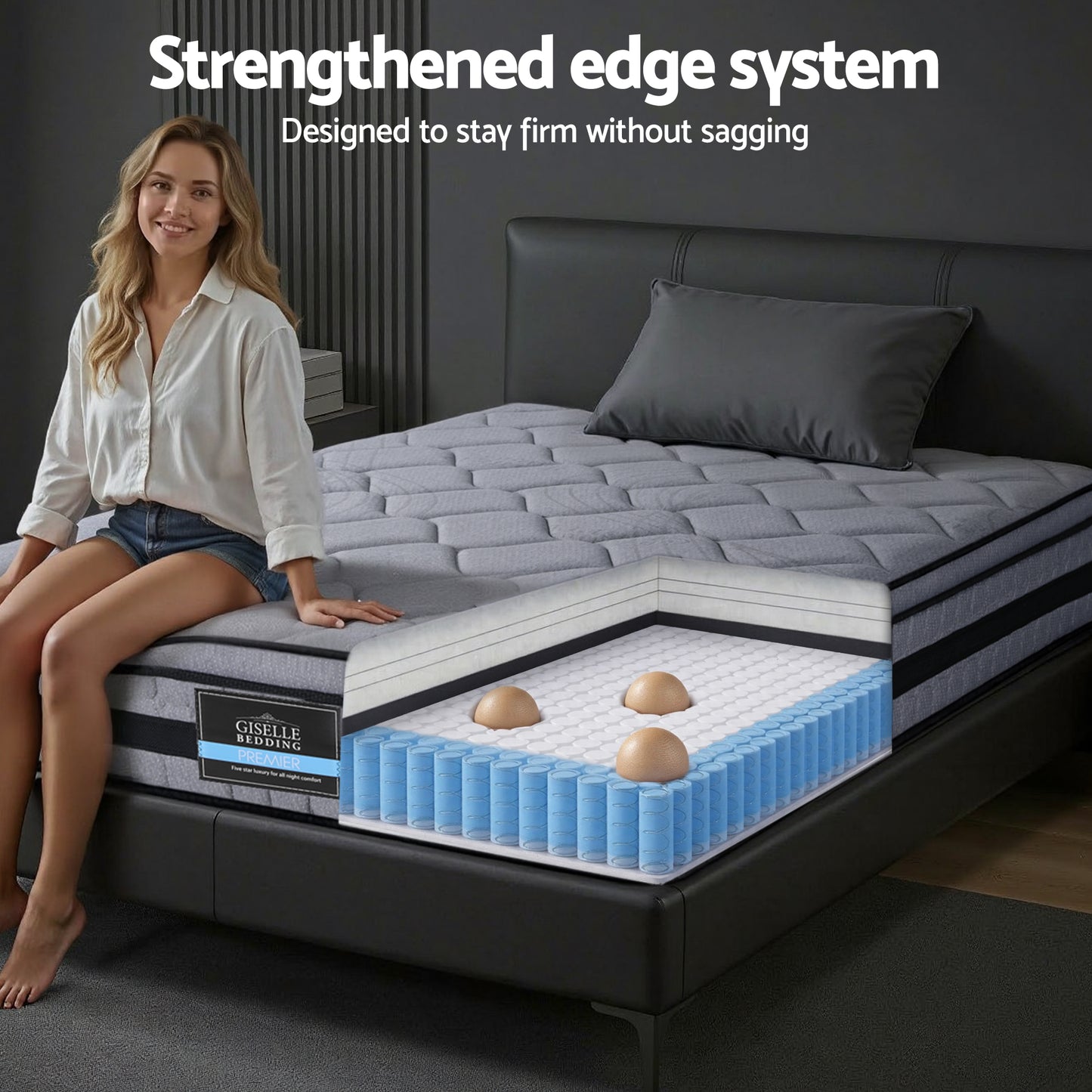 Amara 34cm Mattress Hybrid, Pocket Spring Mattress - Single