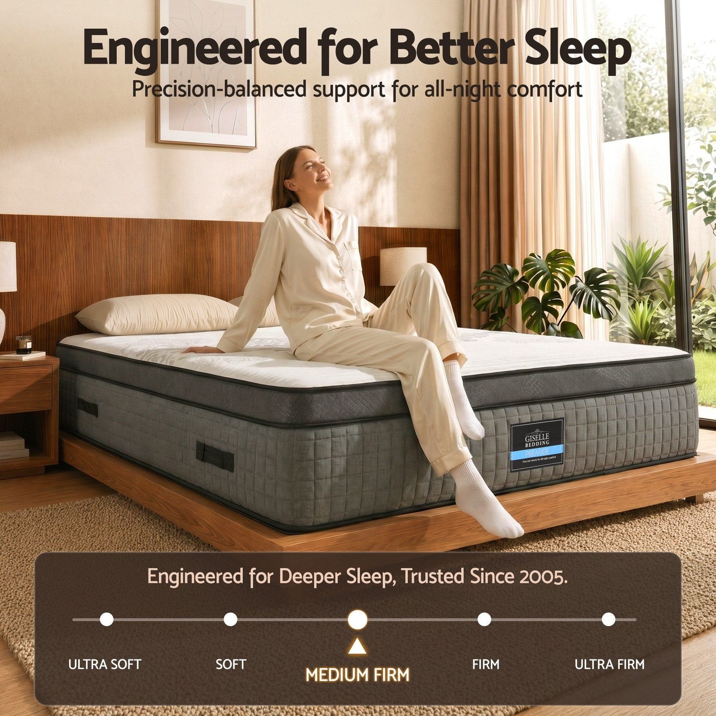 Amias 37cm Mattress 4-in-1 Adjustable Firmness Cooling Gel Memory Foam Dual-Zone Flippable - King