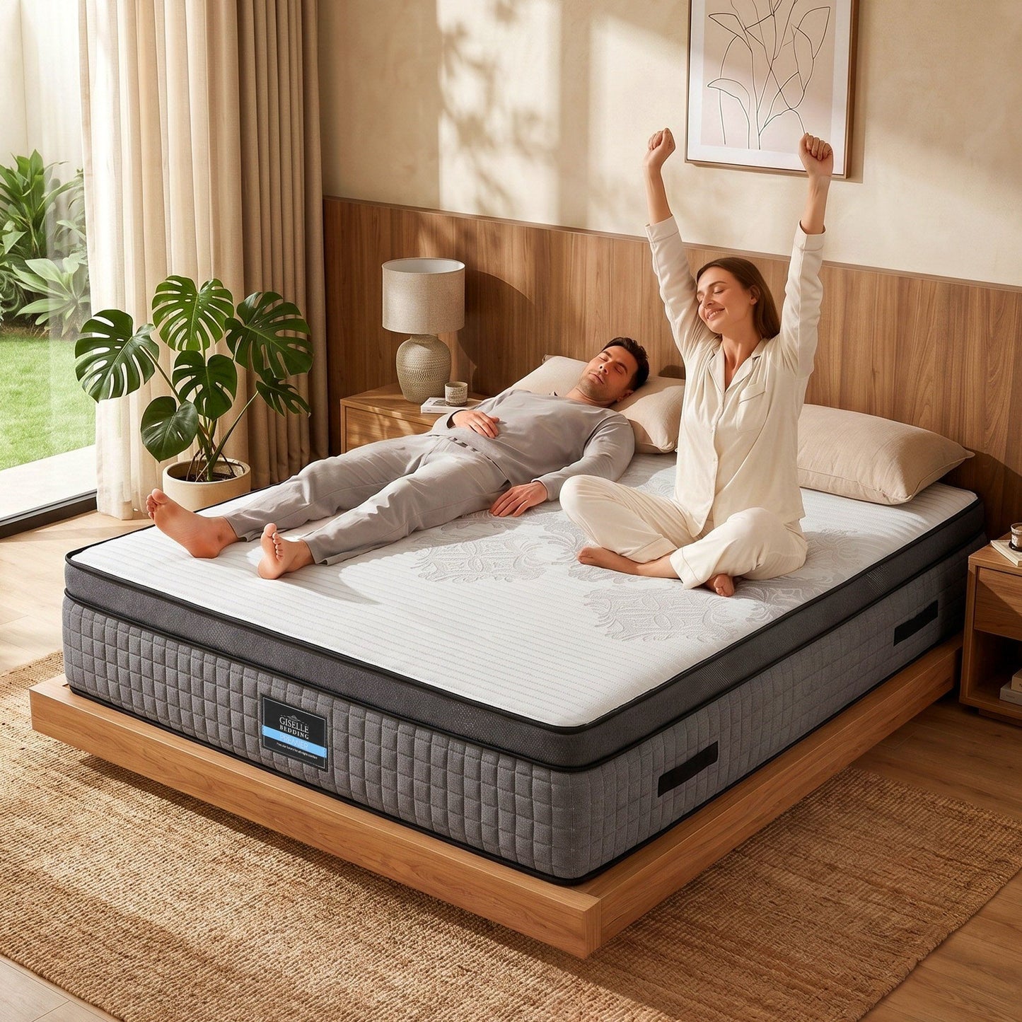 Amias 37cm Mattress 4-in-1 Adjustable Firmness Cooling Gel Memory Foam Dual-Zone Flippable - King