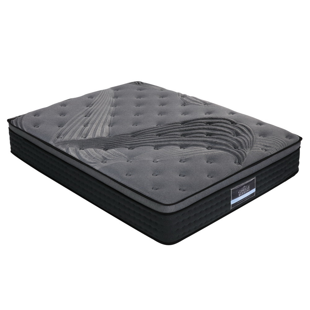 Balmy Bed & Mattress Package with 34cm Black Mattress - Black & Wood Double