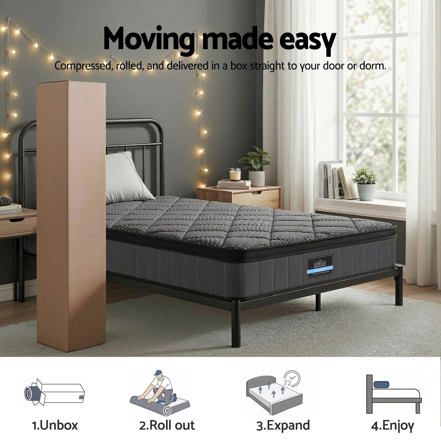 Zarek 25cm Mattress Pocket Spring Latex Euro Top Medium Firm - King Single