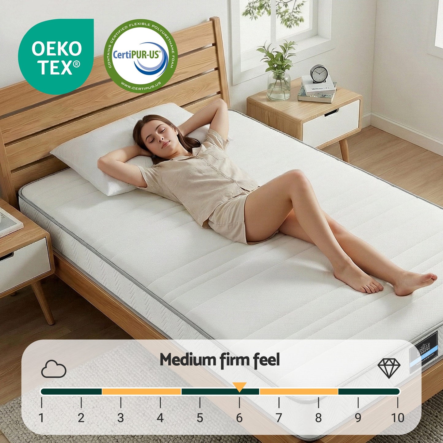 Naelis 20cm Mattress with Reinforced Edge Support Egg-Crate Foam - King Single