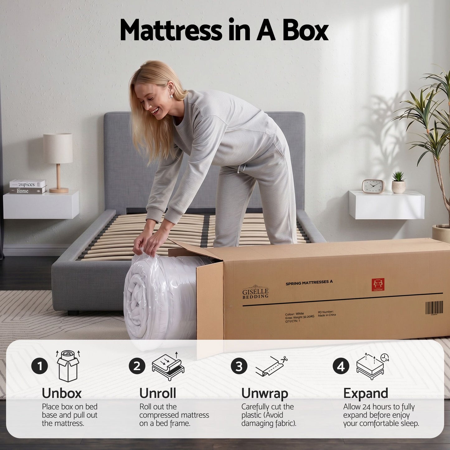 Lunara 23cm Mattress Pocket Spring Mattress with Adjustable Firmness Reversible Foam Layer for Medium Firm & Firm Support Motion Isolationroom - King Single