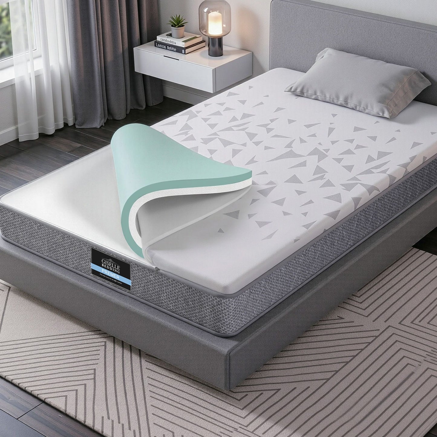 Lunara 23cm Mattress Pocket Spring Mattress with Adjustable Firmness Reversible Foam Layer for Medium Firm & Firm Support Motion Isolationroom - Single