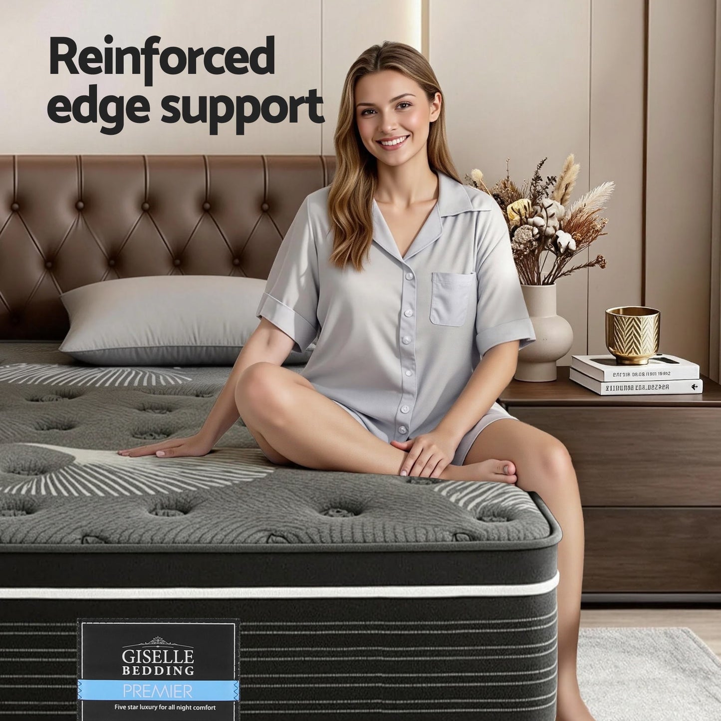 Vaelor 35cm Mattress Euro Top with Graphene Cooling Comfort Medium Firm - King Single