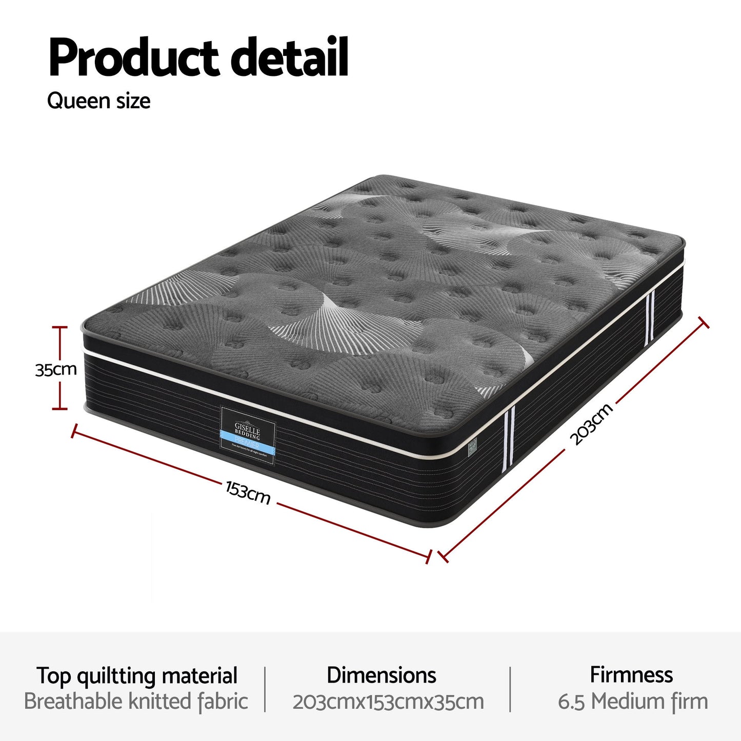 Ophelia 35cm Graphene Cooling Comfort Medium Firm -Queen
