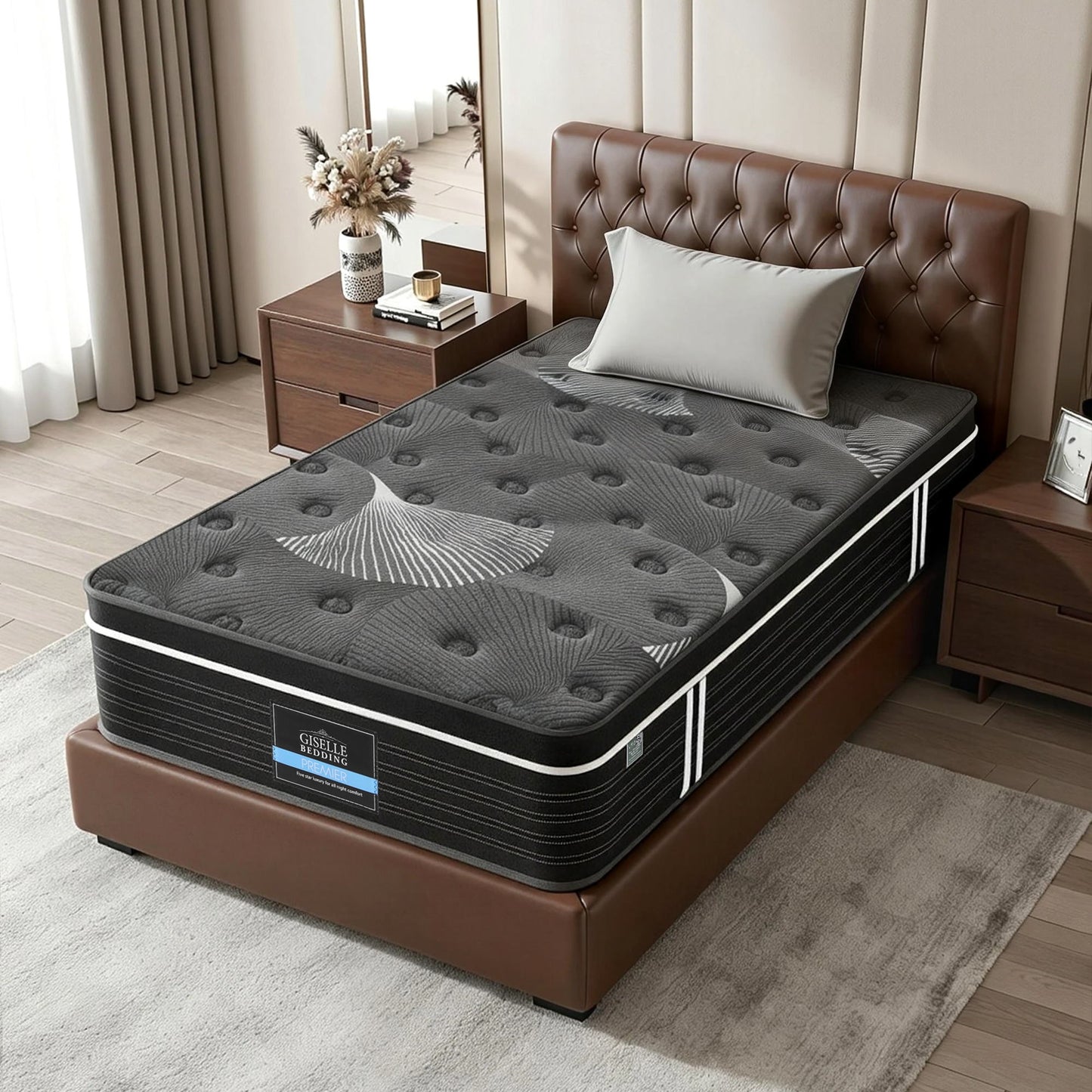 Vaelor 35cm Mattress Euro Top with Graphene Cooling Comfort Medium Firm - Single